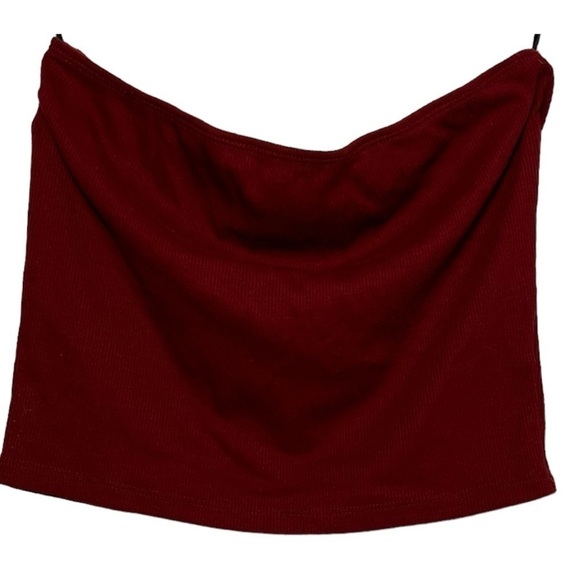 Strapless Ribbed Crop Top  Red Stretch Size Medium - Picture 1 of 4
